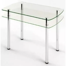 Glass dining table D-06-1 with tempered glass and chrome legs